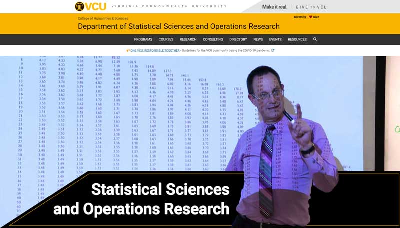 home page of the v.c.u. department of statistical sciences and operations research
